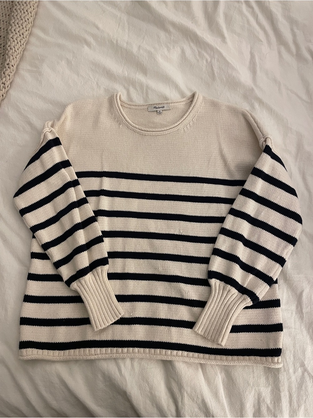 Navy and White Striped Madewell Sweater